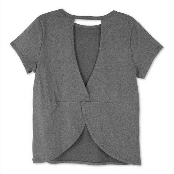 NEW DM MERCHANDISING women's crossover tee in grey - Picture 2 of 3